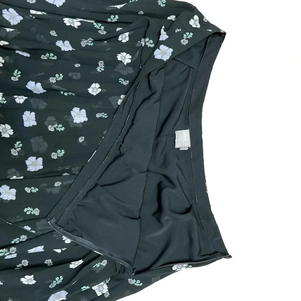 floral ASOS black midi high waisted skirt
